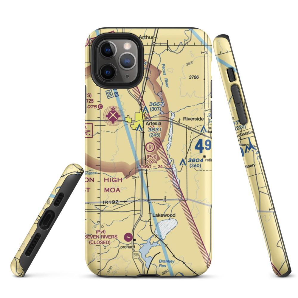 2 X 4 Ranch Airport (NM47) VFR Sectional  Tough iPhone Case iPhone 11 Pro Max model shown