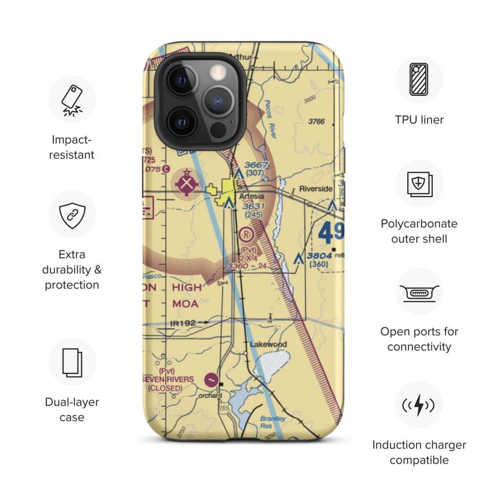 2 X 4 Ranch Airport (NM47) VFR Sectional  Tough iPhone Case iPhone 12 Pro Max model shown