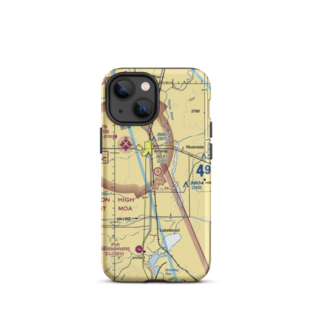 2 X 4 Ranch Airport (NM47) VFR Sectional  Tough iPhone Case iPhone 13 mini model shown