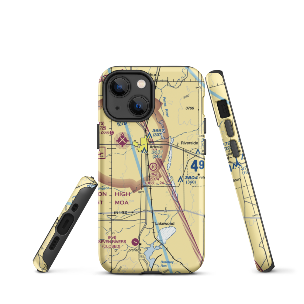 2 X 4 Ranch Airport (NM47) VFR Sectional  Tough iPhone Case iPhone 13 mini model shown