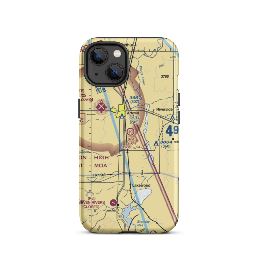 2 X 4 Ranch Airport (NM47) VFR Sectional  Tough iPhone Case iPhone 13 model shown