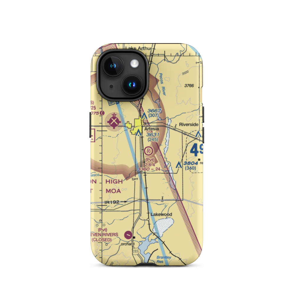 2 X 4 Ranch Airport (NM47) VFR Sectional  Tough iPhone Case iPhone 15 model shown