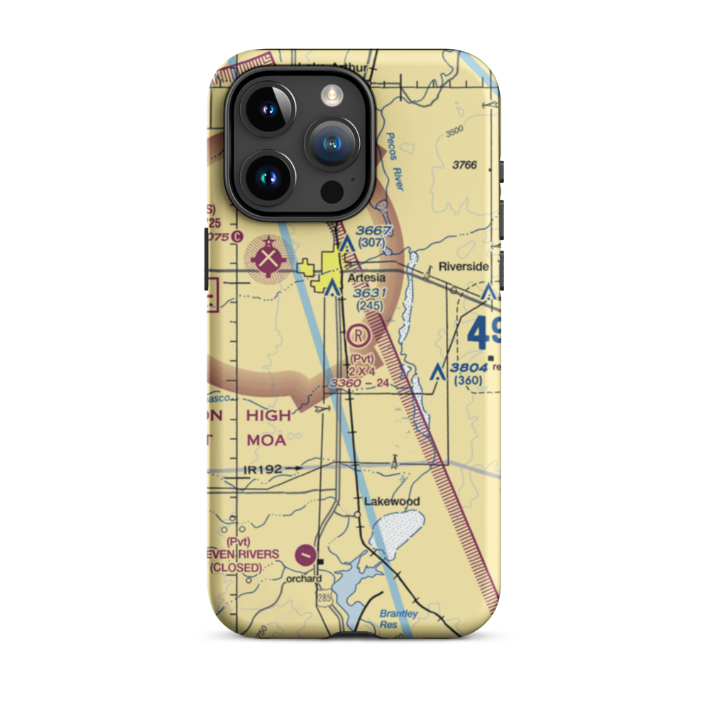 2 X 4 Ranch Airport (NM47) VFR Sectional  Tough iPhone Case iPhone 15 Pro Max model shown