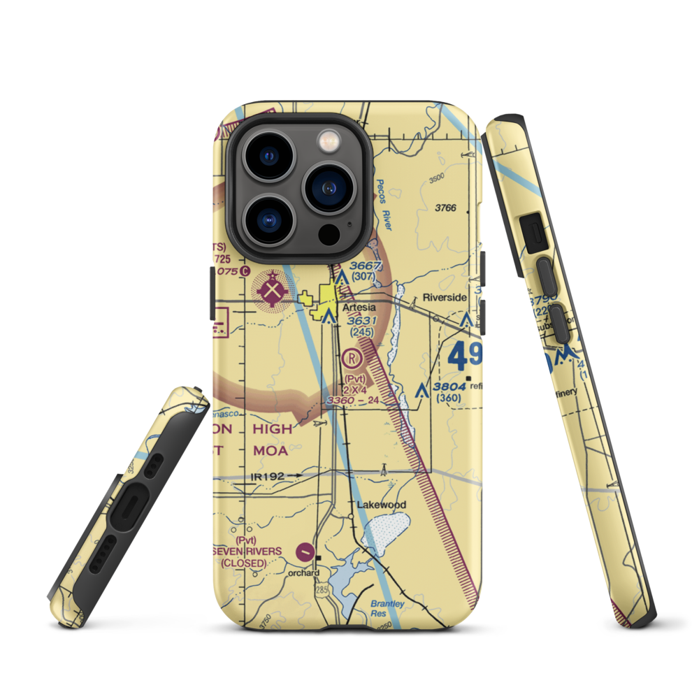 2 X 4 Ranch Airport (NM47) VFR Sectional  Tough iPhone Case iPhone 13 Pro model shown