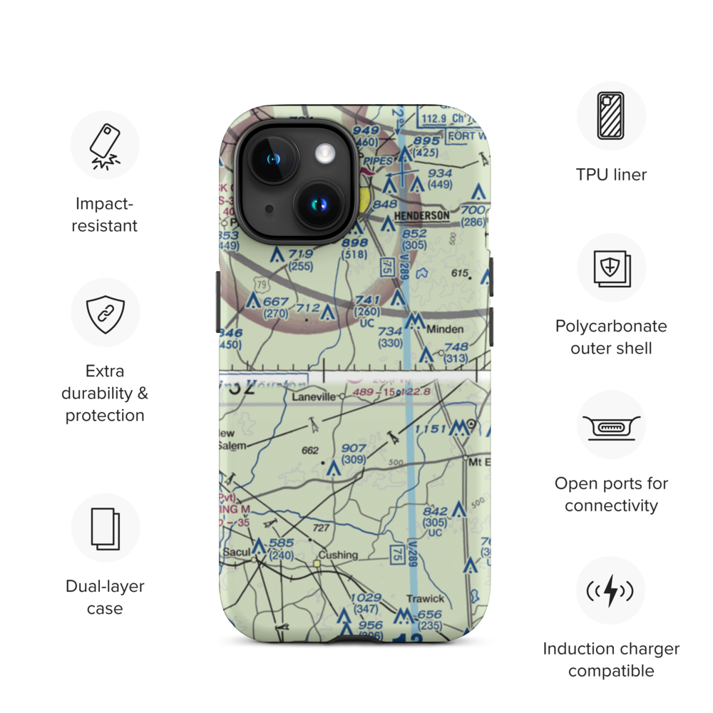 2C Ranch Airport (10TS) VFR Sectional  Tough iPhone Case iPhone 15 model shown
