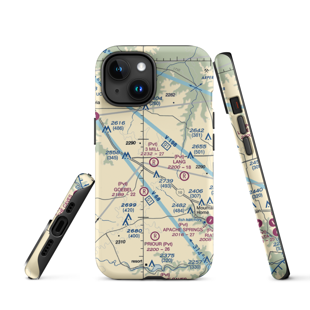 3 Mill Ranch Airport (44XS) VFR Sectional  Tough iPhone Case iPhone 15 model shown