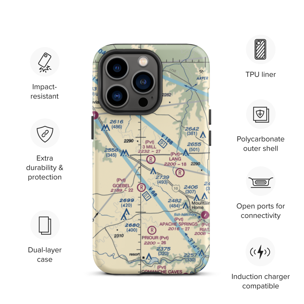 3 Mill Ranch Airport (44XS) VFR Sectional  Tough iPhone Case iPhone 13 Pro model shown