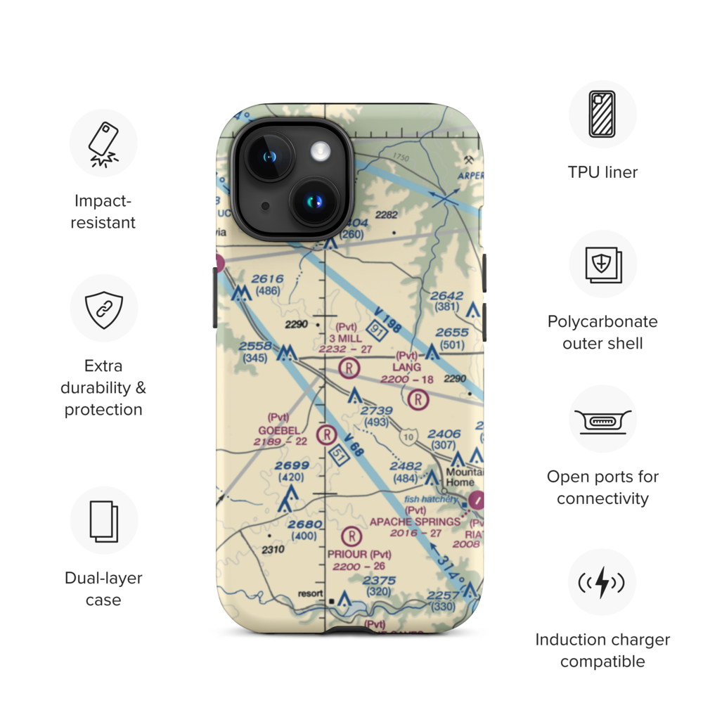 3 Mill Ranch Airport (44XS) VFR Sectional  Tough iPhone Case iPhone 15 model shown