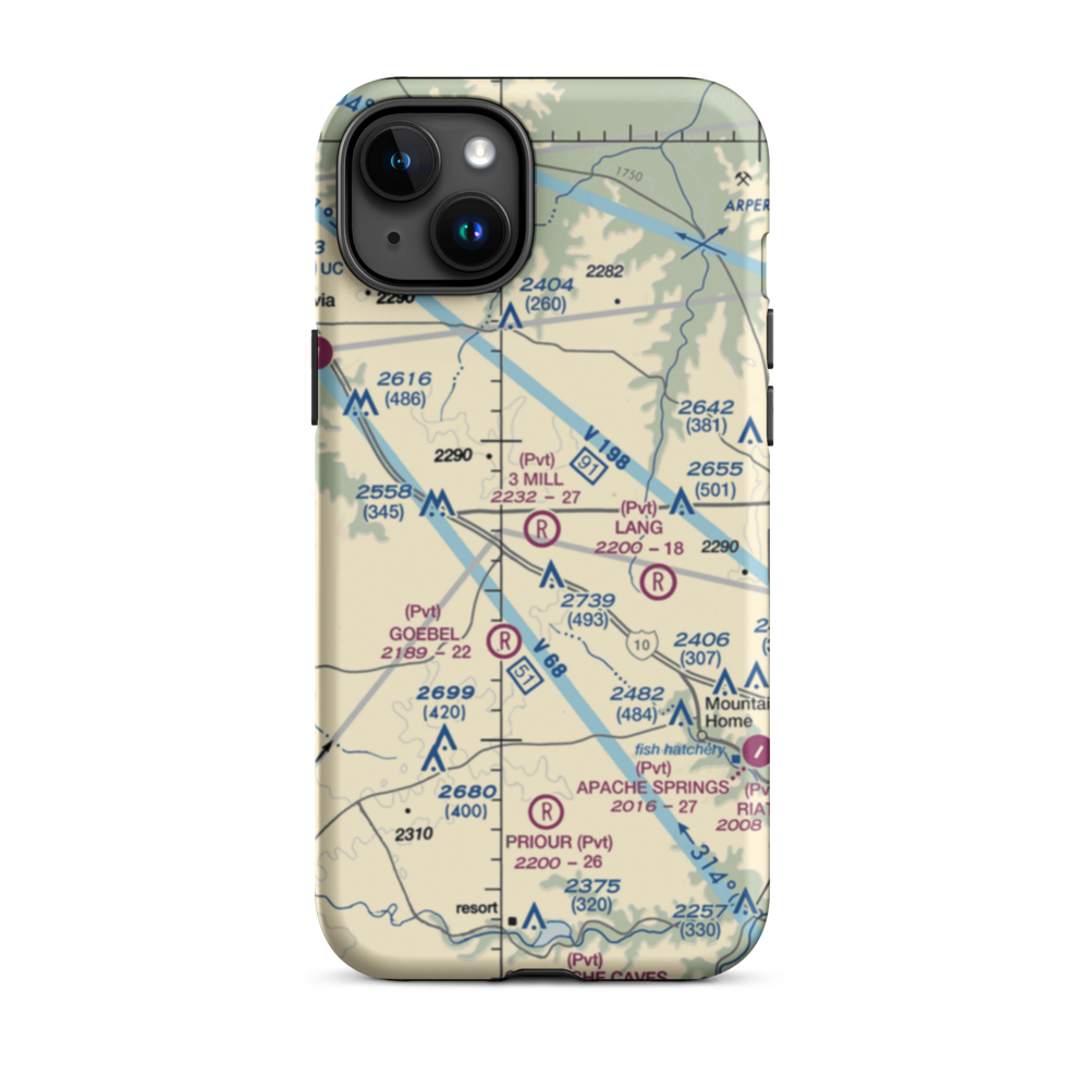 3 Mill Ranch Airport (44XS) VFR Sectional  Tough iPhone Case iPhone 15 Plus model shown