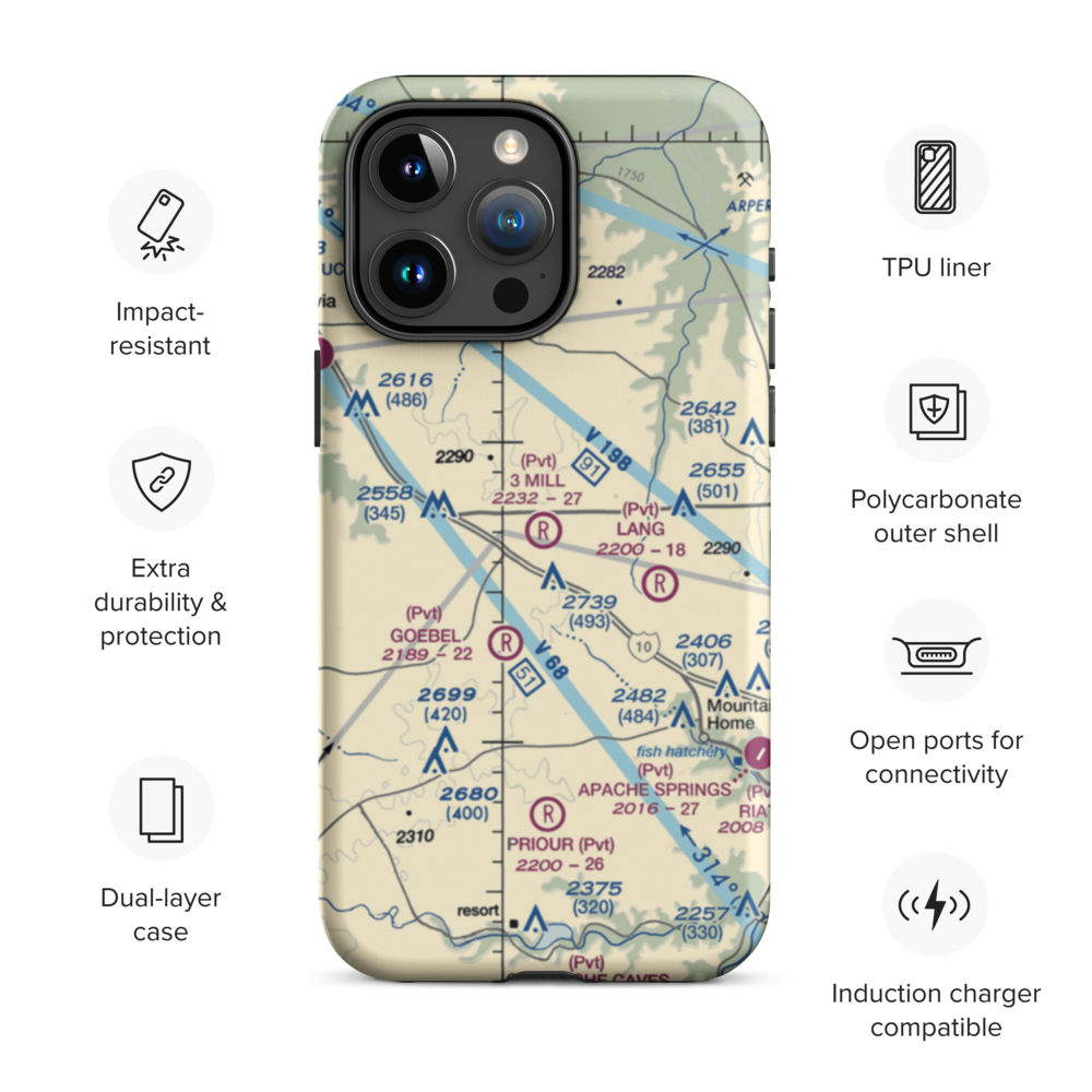 3 Mill Ranch Airport (44XS) VFR Sectional  Tough iPhone Case iPhone 15 Pro Max model shown