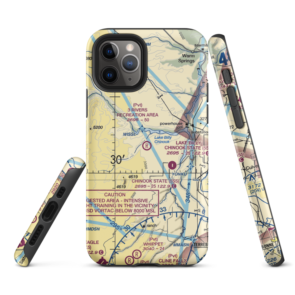 3 Rivers Recreation Area Airport (OG00) VFR Sectional  Tough iPhone Case iPhone 11 Pro model shown