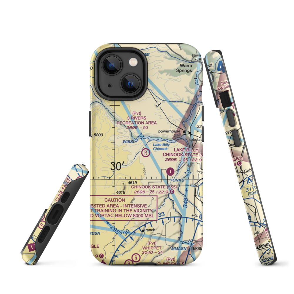 3 Rivers Recreation Area Airport (OG00) VFR Sectional  Tough iPhone Case iPhone 14 model shown