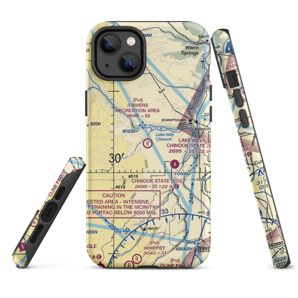 3 Rivers Recreation Area Airport (OG00) VFR Sectional  Tough iPhone Case iPhone 12 mini model shown