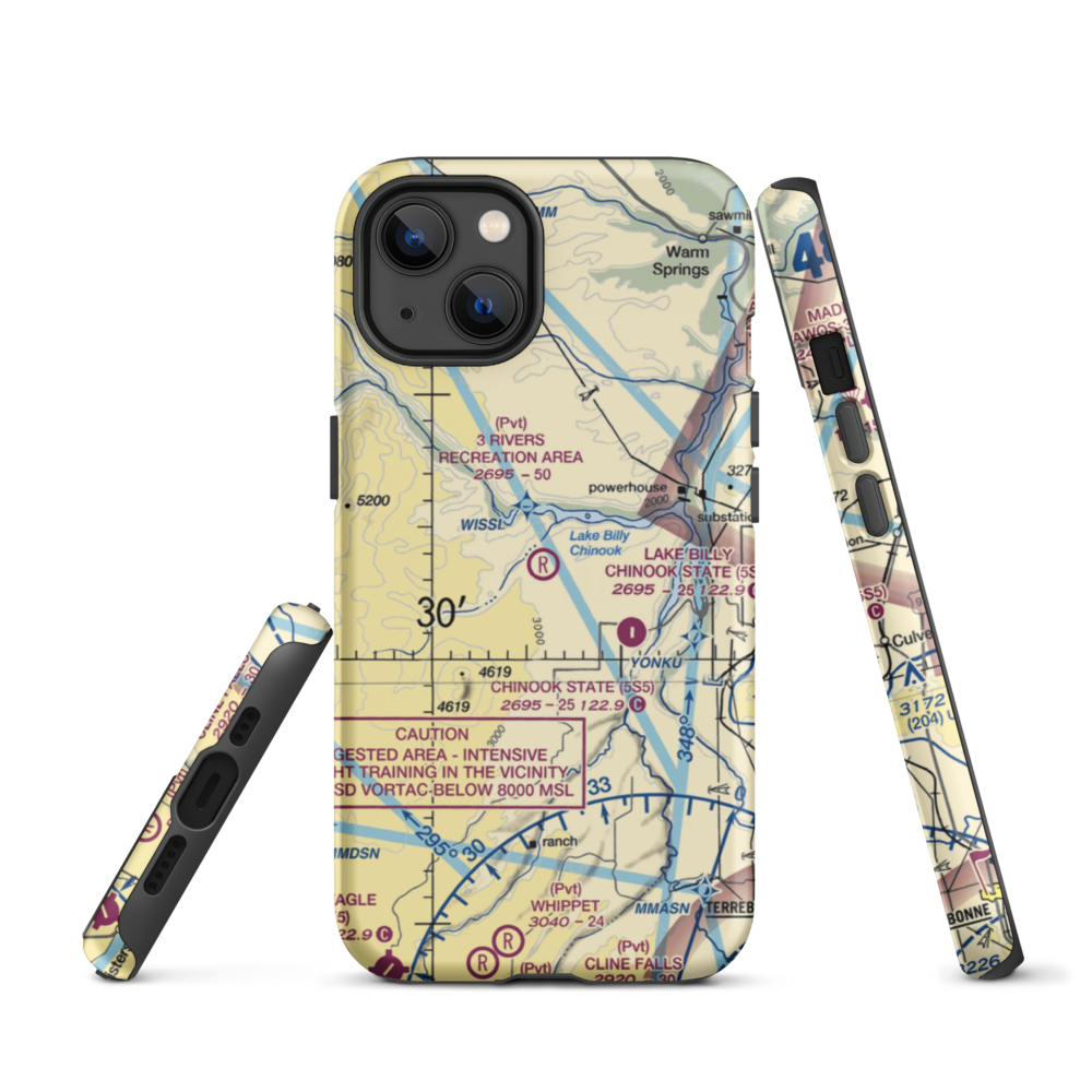 3 Rivers Recreation Area Airport (OG00) VFR Sectional  Tough iPhone Case iPhone 13 model shown