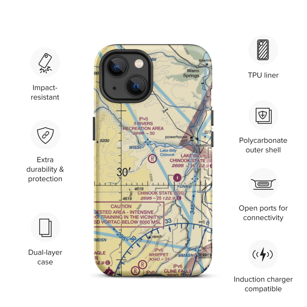 3 Rivers Recreation Area Airport (OG00) VFR Sectional  Tough iPhone Case iPhone 13 model shown