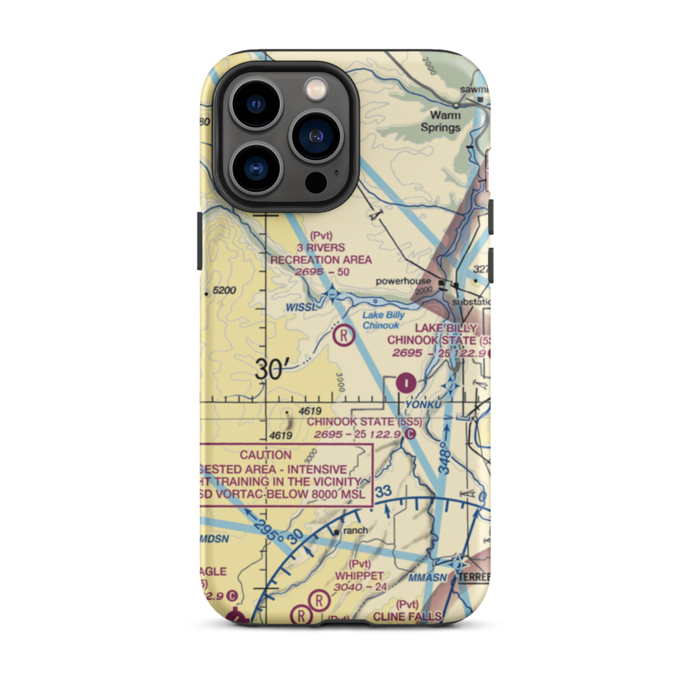 3 Rivers Recreation Area Airport (OG00) VFR Sectional  Tough iPhone Case iPhone 13 Pro Max model shown