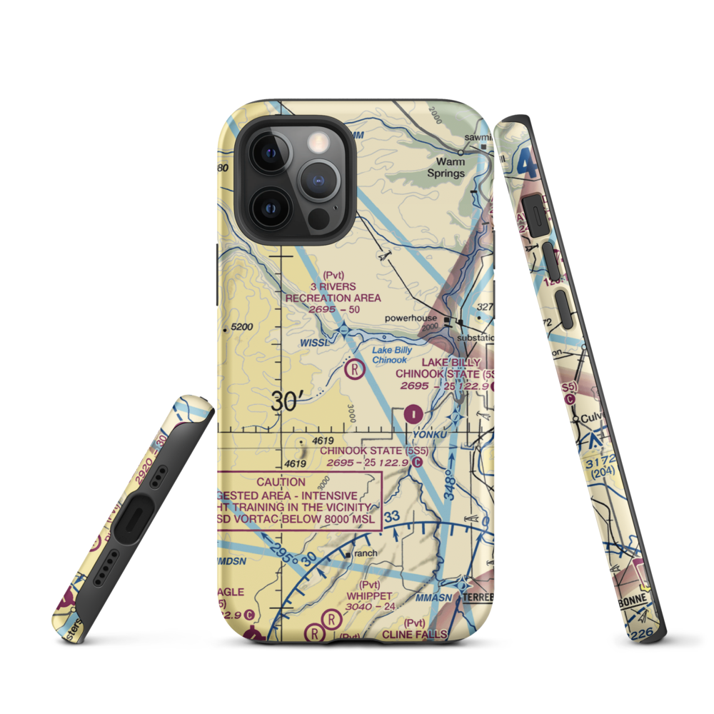 3 Rivers Recreation Area Airport (OG00) VFR Sectional  Tough iPhone Case iPhone 12 Pro model shown