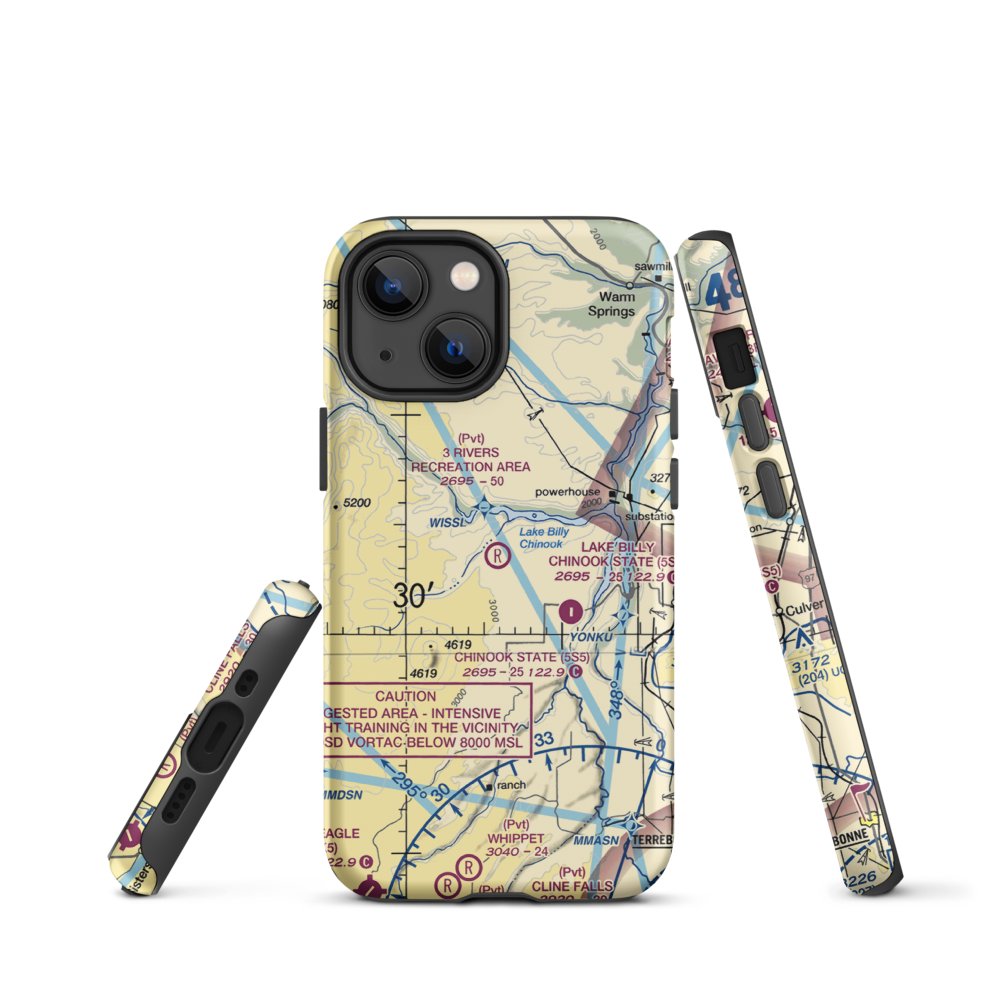 3 Rivers Recreation Area Airport (OG00) VFR Sectional  Tough iPhone Case iPhone 13 mini model shown