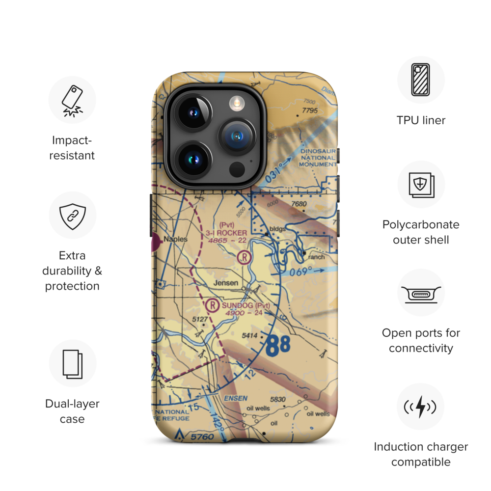 3-I Rocker Ranch Airport (UT79) VFR Sectional  Tough iPhone Case iPhone 15 Pro model shown
