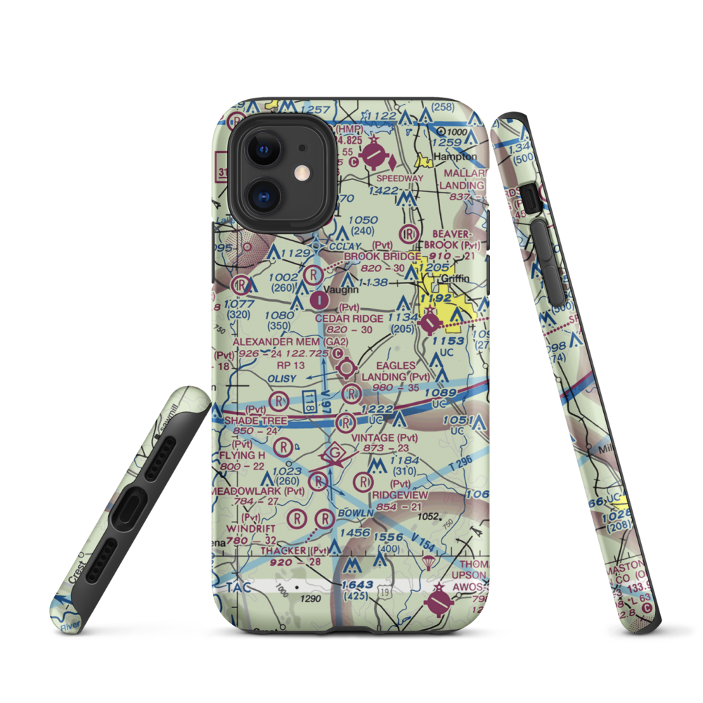 3-M's Airport (96GA) VFR Sectional  Tough iPhone Case iPhone 11 model shown