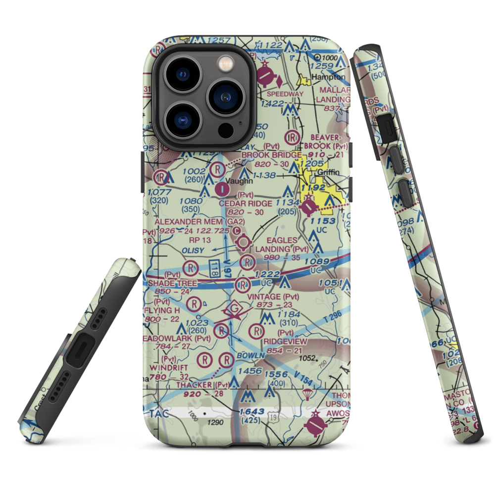 3-M's Airport (96GA) VFR Sectional  Tough iPhone Case iPhone 13 Pro Max model shown
