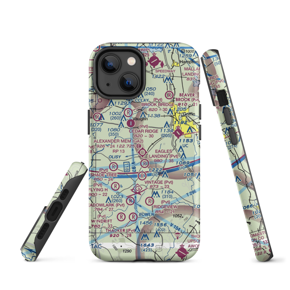 3-M's Airport (96GA) VFR Sectional  Tough iPhone Case iPhone 14 model shown