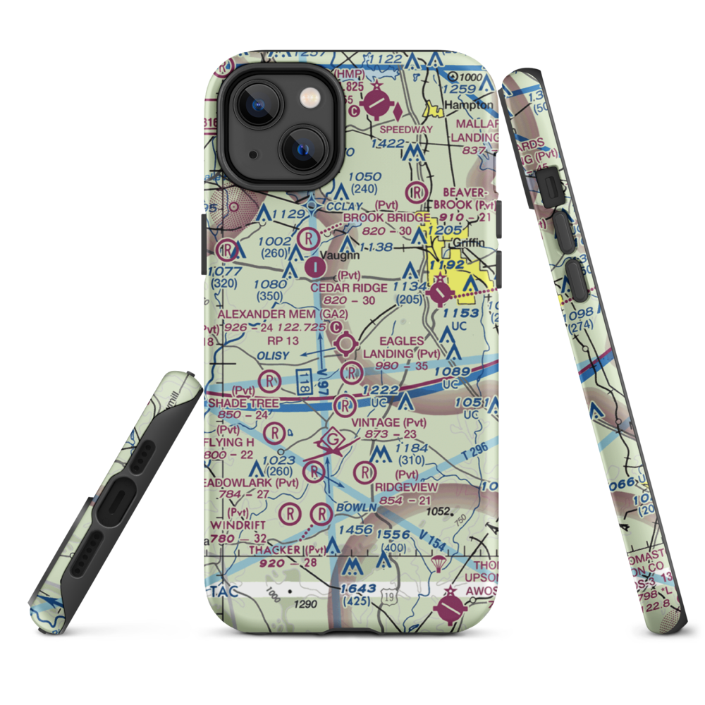 3-M's Airport (96GA) VFR Sectional  Tough iPhone Case iPhone 14 Plus model shown