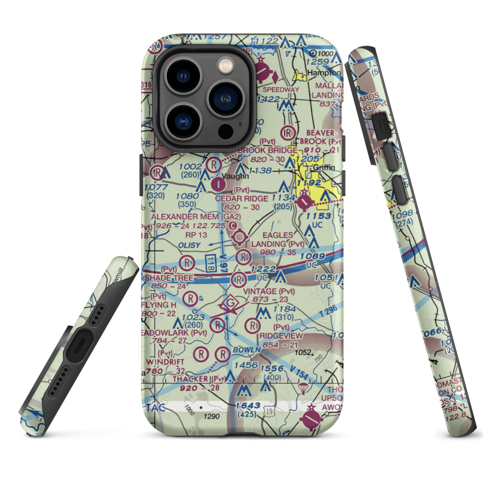 3-M's Airport (96GA) VFR Sectional  Tough iPhone Case iPhone 14 Pro Max model shown