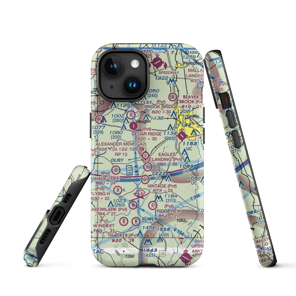 3-M's Airport (96GA) VFR Sectional  Tough iPhone Case iPhone 15 model shown