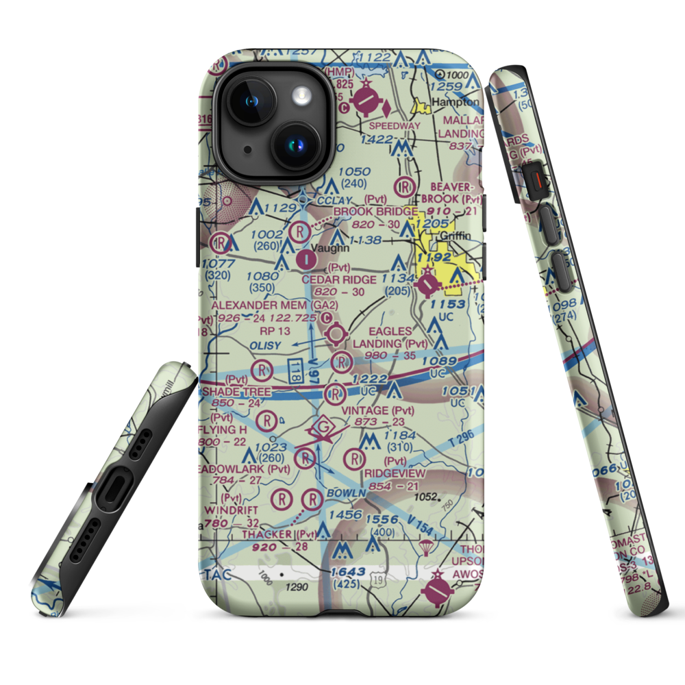 3-M's Airport (96GA) VFR Sectional  Tough iPhone Case iPhone 12 model shown