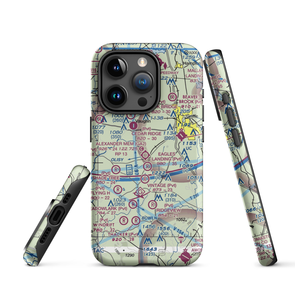 3-M's Airport (96GA) VFR Sectional  Tough iPhone Case iPhone 15 Pro model shown