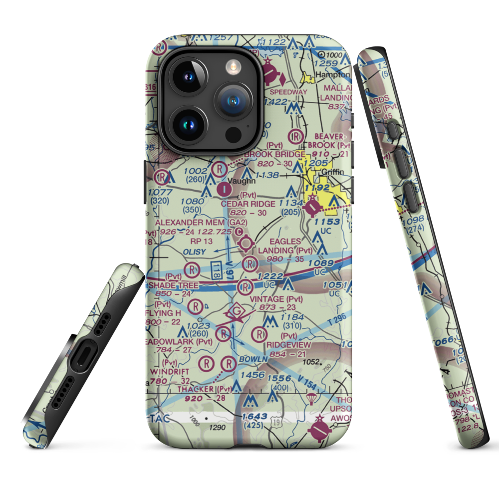 3-M's Airport (96GA) VFR Sectional  Tough iPhone Case iPhone 15 Pro Max model shown