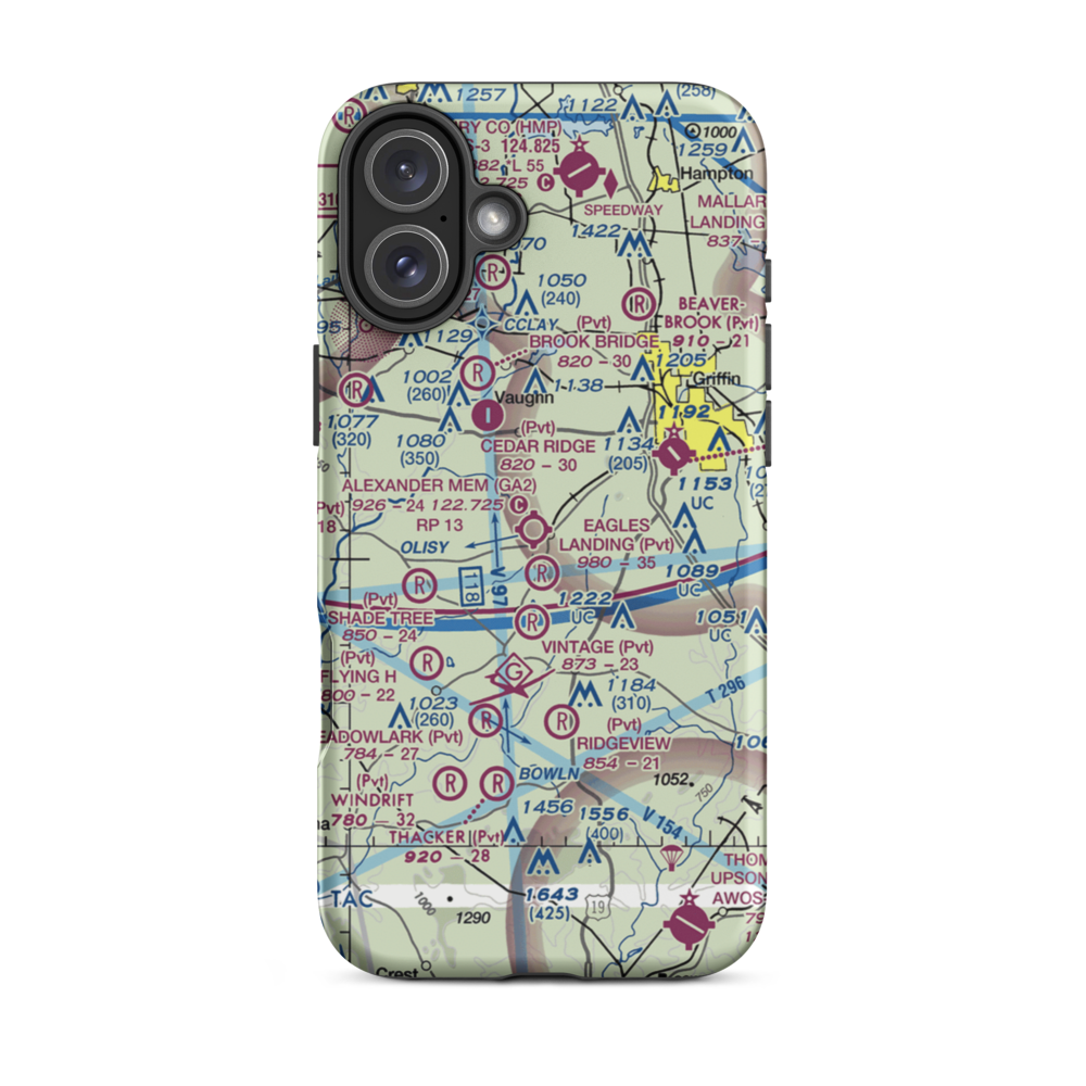 3-M's Airport (96GA) VFR Sectional  Tough iPhone Case iPhone 12 Pro model shown