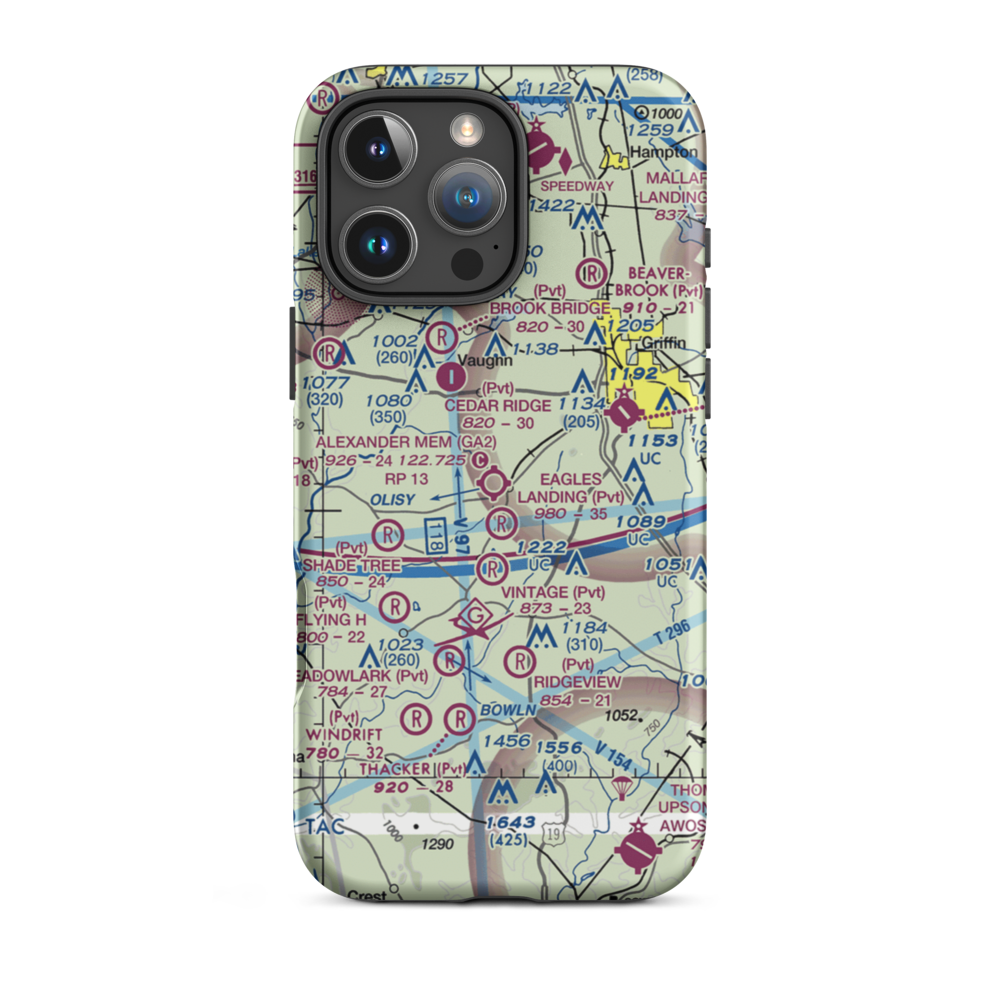 3-M's Airport (96GA) VFR Sectional  Tough iPhone Case iPhone 16 Pro Max model shown