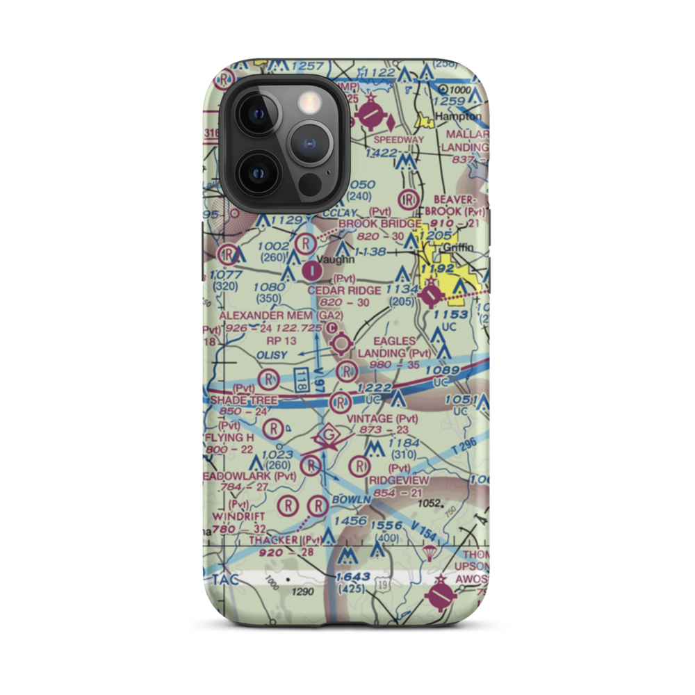 3-M's Airport (96GA) VFR Sectional  Tough iPhone Case iPhone 12 Pro Max model shown