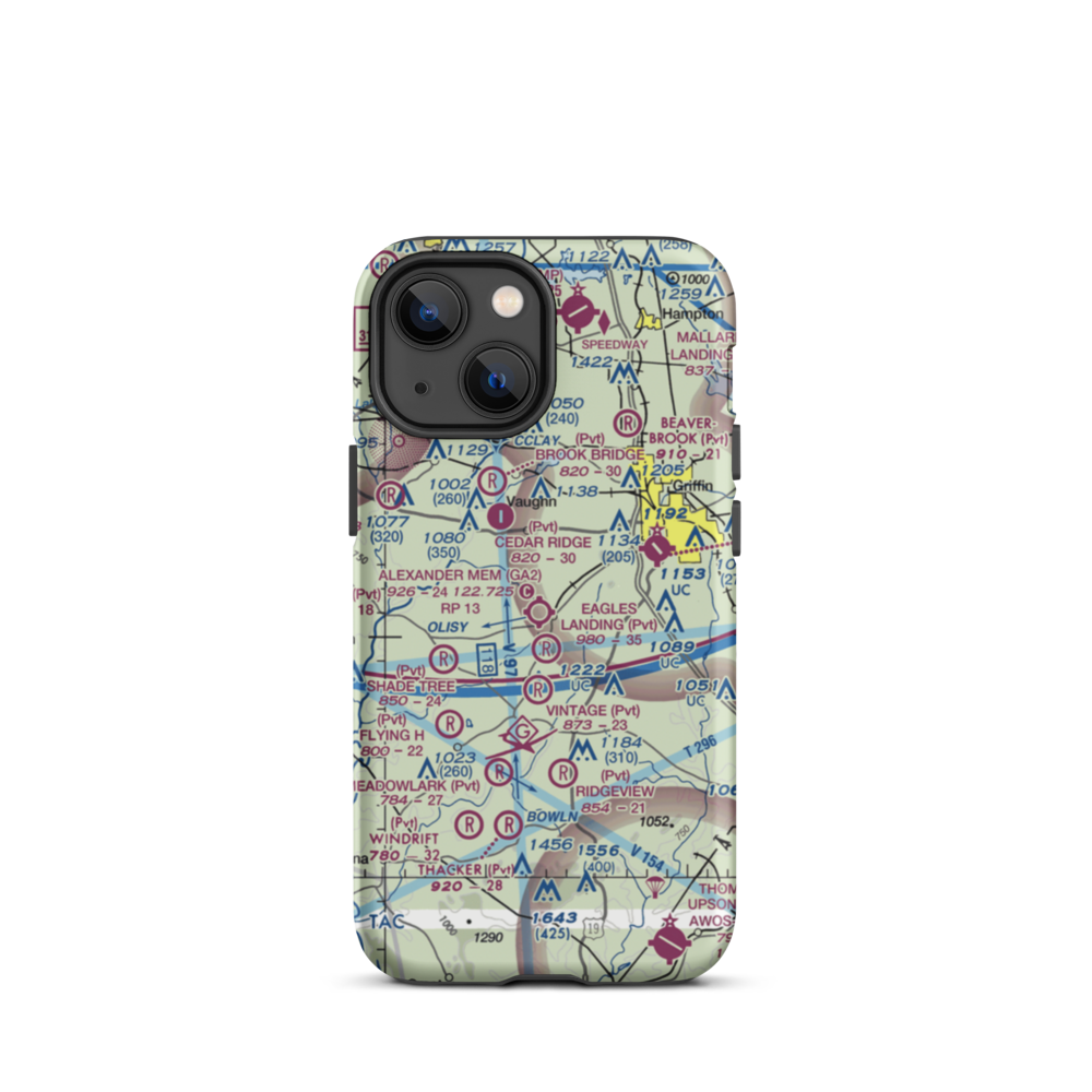 3-M's Airport (96GA) VFR Sectional  Tough iPhone Case iPhone 13 mini model shown