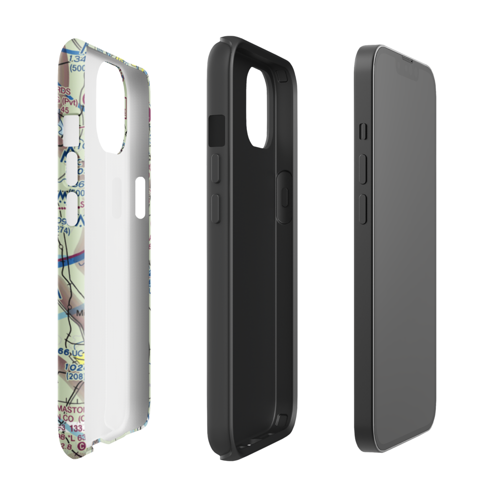 3-M's Airport (96GA) VFR Sectional  Tough iPhone Case iPhone 13 model shown