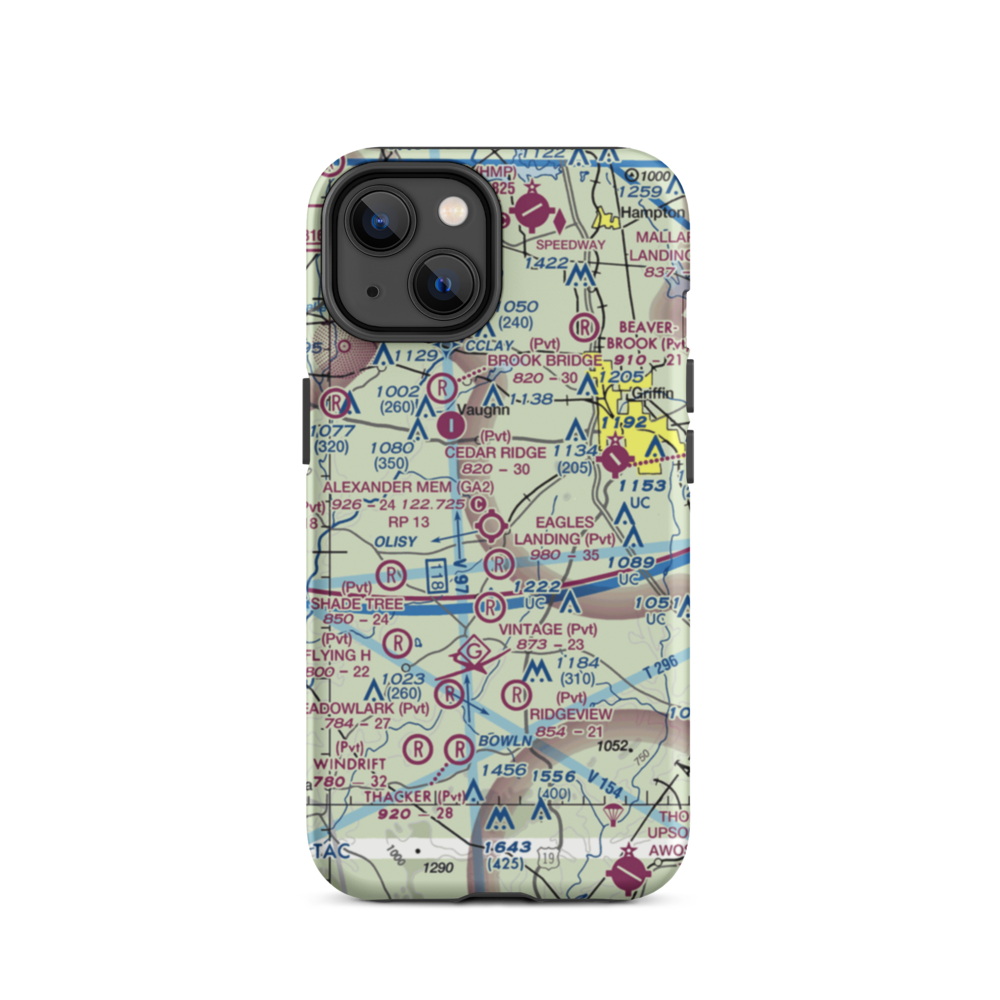3-M's Airport (96GA) VFR Sectional  Tough iPhone Case iPhone 14 model shown