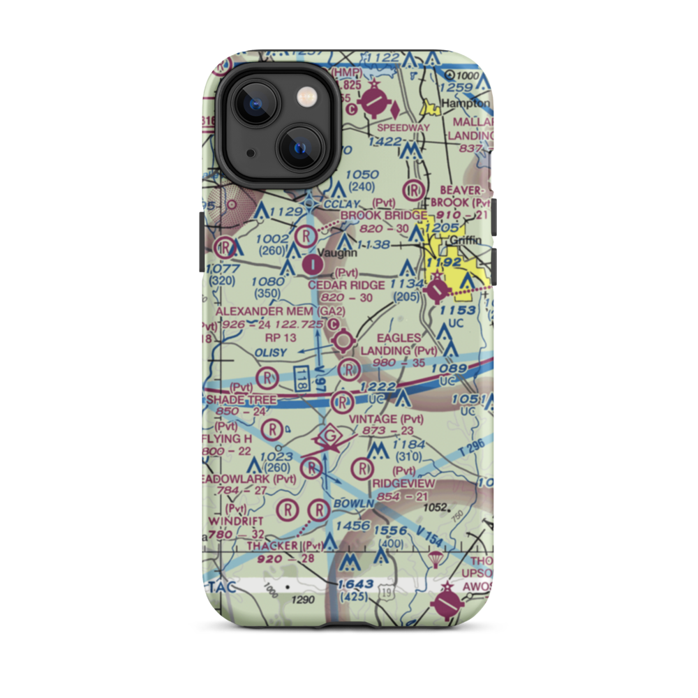 3-M's Airport (96GA) VFR Sectional  Tough iPhone Case iPhone 14 Plus model shown