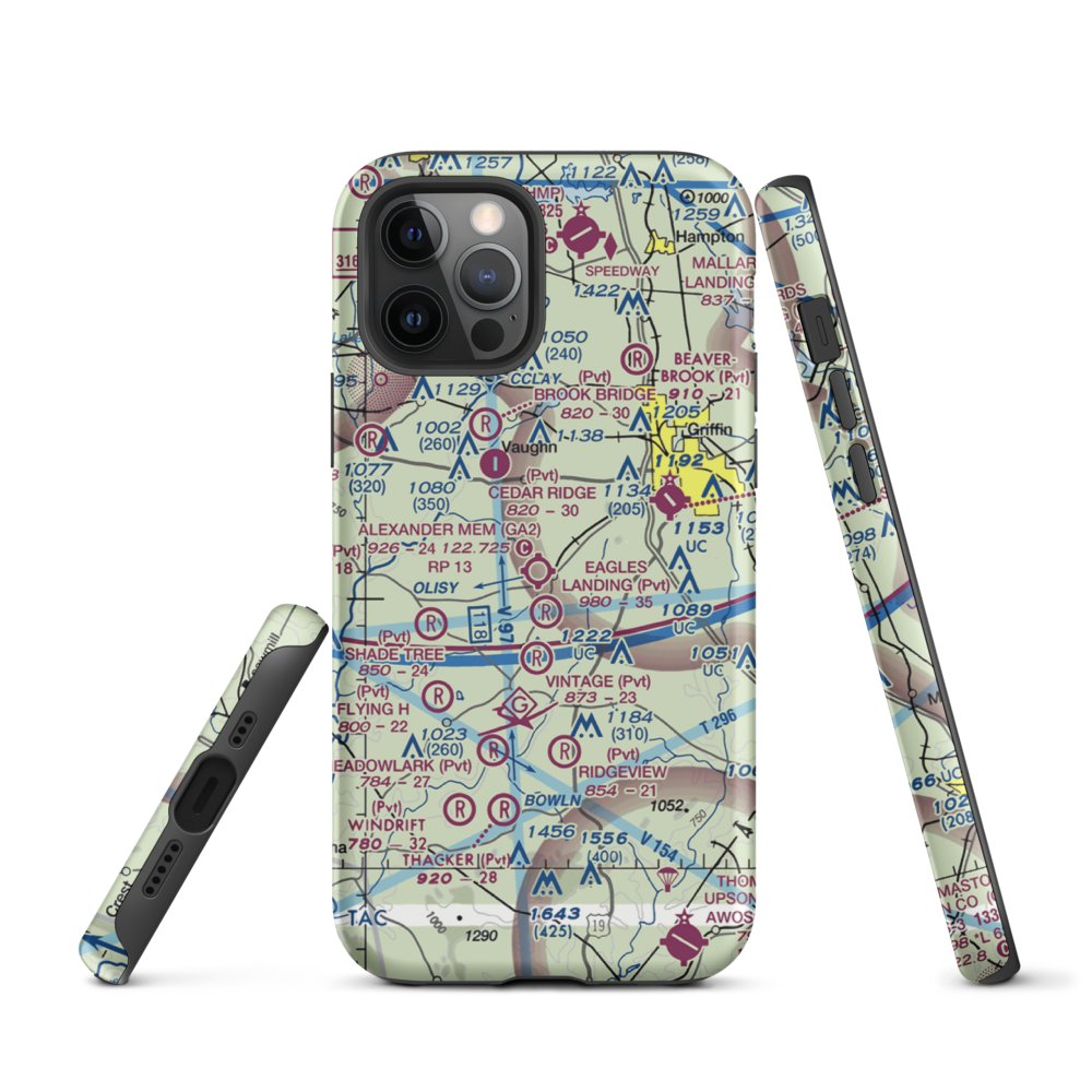 3-M's Airport (96GA) VFR Sectional  Tough iPhone Case iPhone 12 Pro model shown