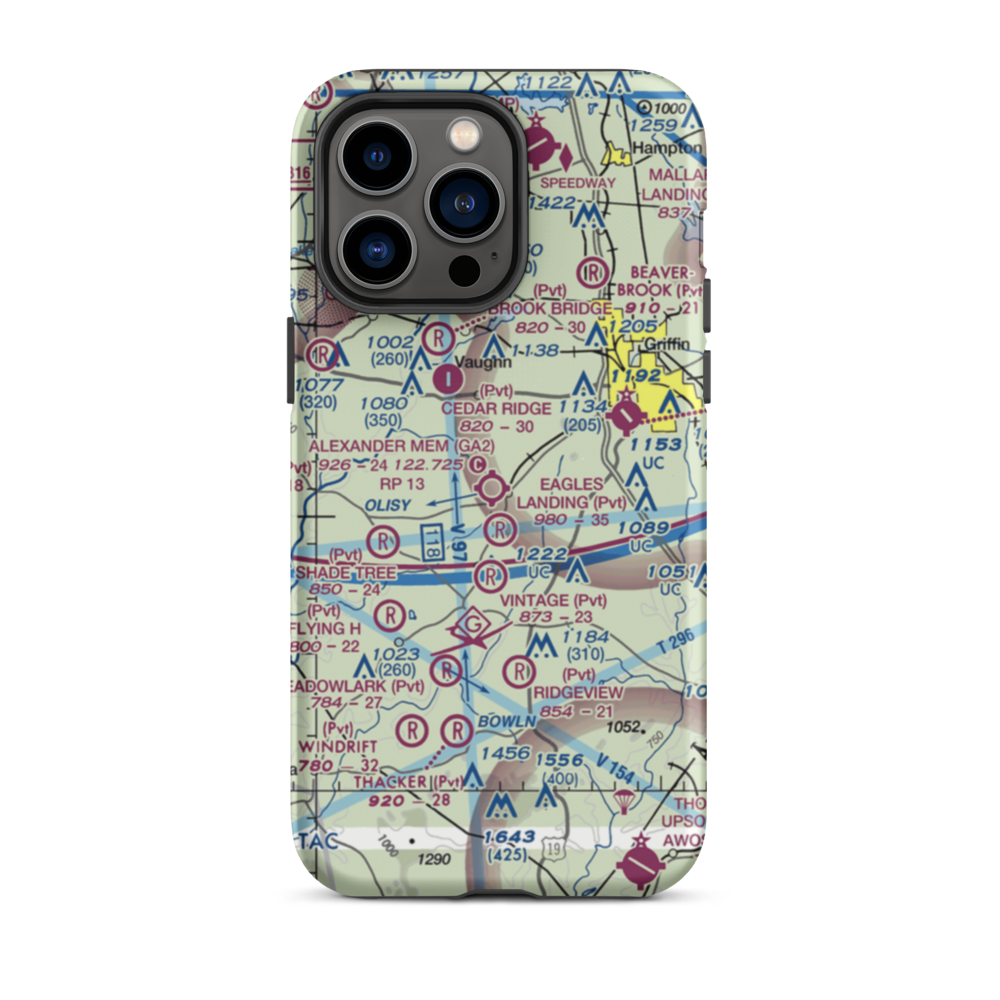 3-M's Airport (96GA) VFR Sectional  Tough iPhone Case iPhone 14 Pro Max model shown