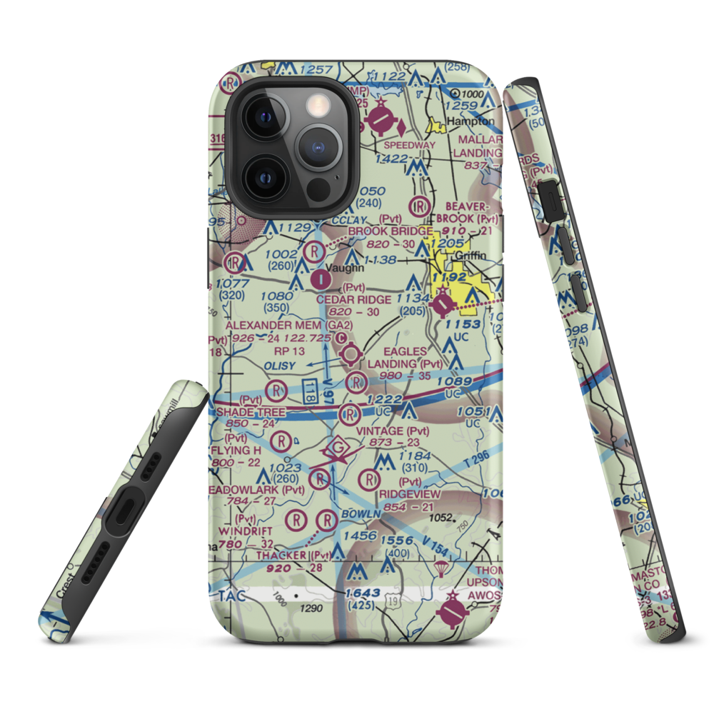 3-M's Airport (96GA) VFR Sectional  Tough iPhone Case iPhone 12 Pro Max model shown