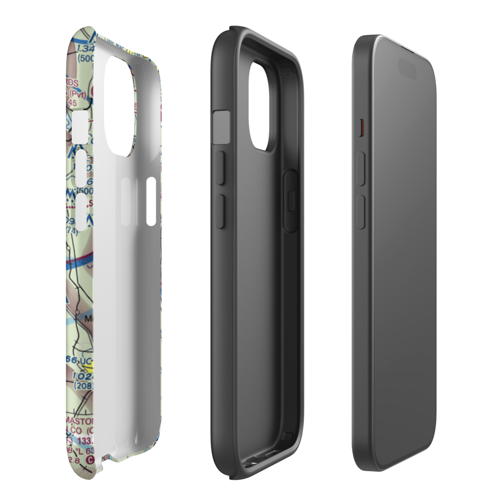 3-M's Airport (96GA) VFR Sectional  Tough iPhone Case iPhone 15 model shown