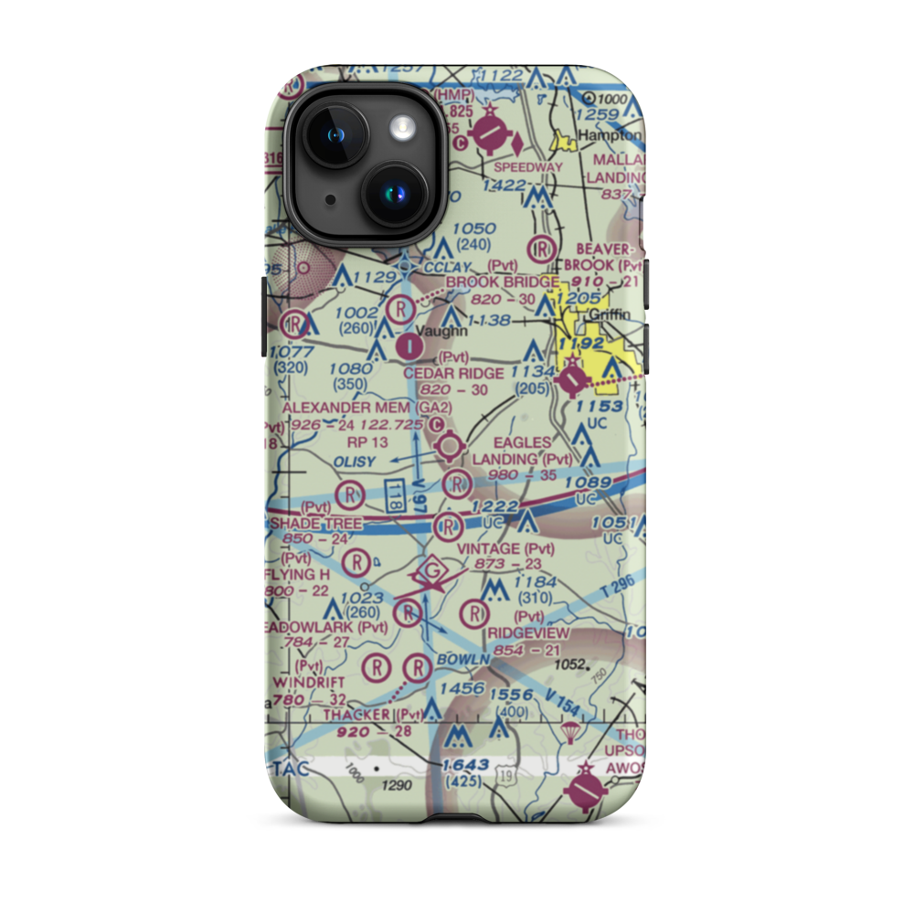 3-M's Airport (96GA) VFR Sectional  Tough iPhone Case iPhone 15 Plus model shown