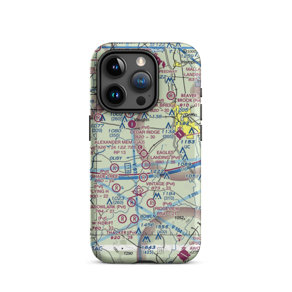 3-M's Airport (96GA) VFR Sectional  Tough iPhone Case iPhone 15 Pro model shown