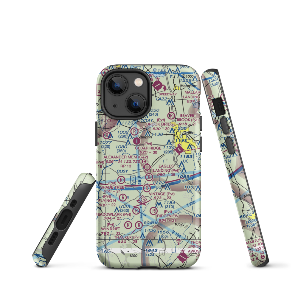 3-M's Airport (96GA) VFR Sectional  Tough iPhone Case iPhone 13 mini model shown