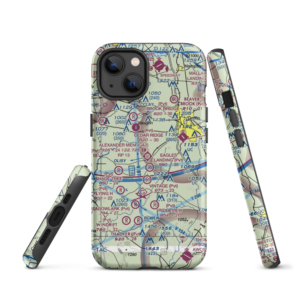 3-M's Airport (96GA) VFR Sectional  Tough iPhone Case iPhone 11 Pro Max model shown