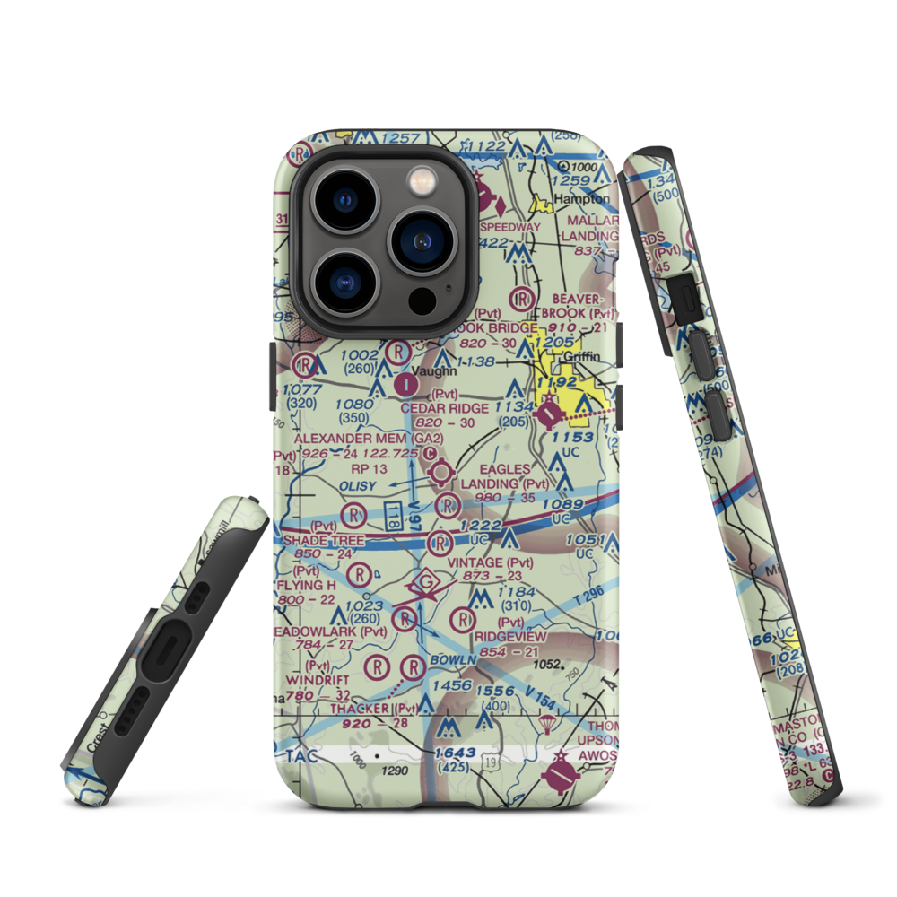 3-M's Airport (96GA) VFR Sectional  Tough iPhone Case iPhone 13 Pro model shown