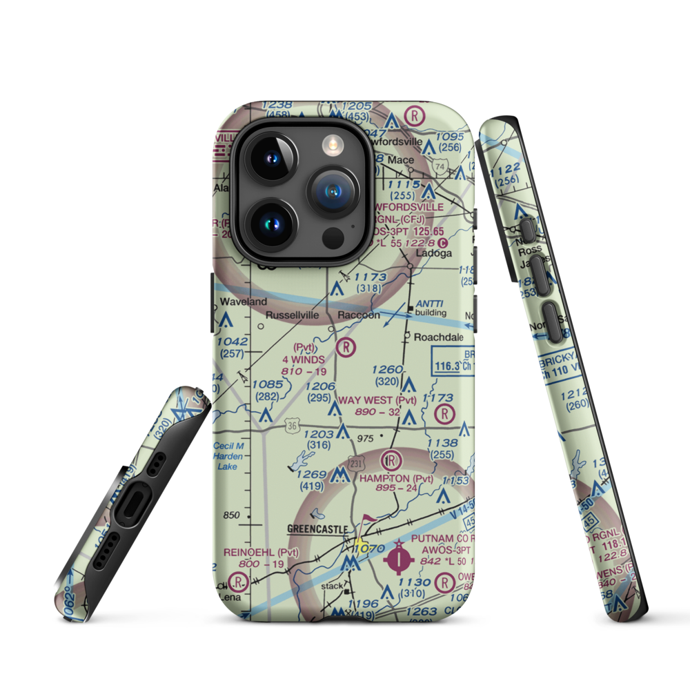4 Winds Aerodrome (IN45) VFR Sectional  Tough iPhone Case iPhone 15 Pro model shown