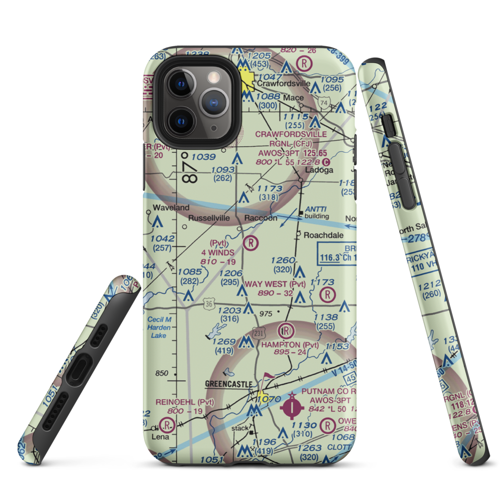4 Winds Aerodrome (IN45) VFR Sectional  Tough iPhone Case iPhone 11 Pro Max model shown